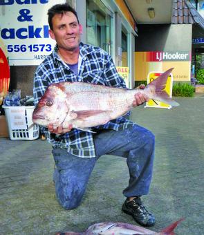 Darryl Von Bock, of Penrith, bagged these snapper on soft plastics off Old Bar.