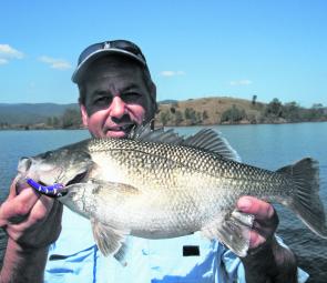 Kerry Ehrlich loves to catch fish on his own Kezza Lures. This time it's a quality bass trolled up from Lake Somerset.