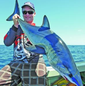 Jack Auld displays a nice mako shark from Bass Strait. Photo courtesy Gawaine Blake.