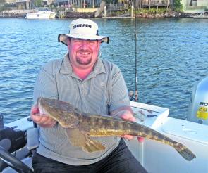 Davo’s proprietor Peter Wells managed to subdue this quality dusky flathead on a family outing in the Woods Bay.