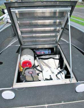 The large single hatch assembly has a self-draining gutter around it to ensure water doesn’t penetrate into the storage area.