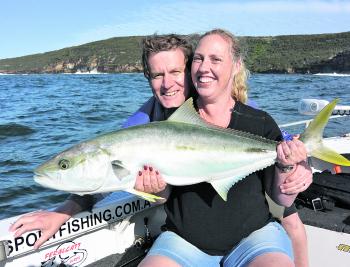 Some great kingfish will be on offer with live baits of squid and yakka bringing the bigger fish like this 95cm hoodlum undone.