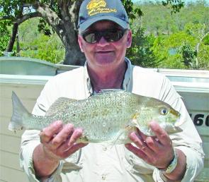 Graham grabbed this worthy grunter from the edge of Boyne River while fishing from his tinny.