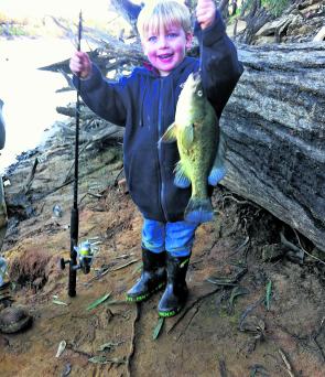 Thomas Pitt with his 42cm golden perch that won him the fish of the month title. 