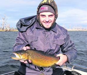 Dane Petkovic was very happy with his first ever Toolondo trout. 