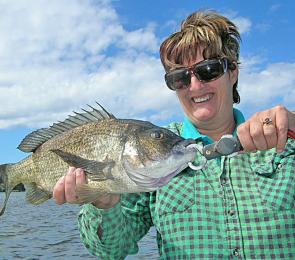 You can expect large bream this May, like this 45cm fish caught by Barb Strickland.