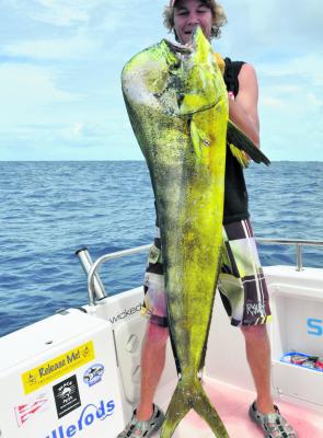Matt McEwan had to watch on as his dad caught his first blue marlin earlier in the day, but came good with this cracking mahi mahi in the afternoon.