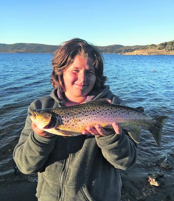 Jye Murphy with a great brown trout of about 2kg taken land-based, which is a good option at the moment. 