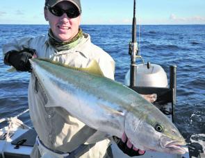 Craig landed this 1m kingie from a reef off Swansea. There have been some quality kingies around.
