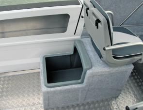 Removing the seat squab provides access to a handy additional storage area situated under the rear facing seat to port. 
