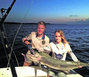 Emily Howell with her black marlin capture at the Hervey Bay Game Fishing comp.