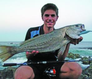 Mitch Maric with a schooly from Boambee that he caught on the first cast!