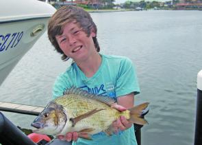 Dougie Bauer with a cracker of a bream from his back yard in Patterson Lakes.