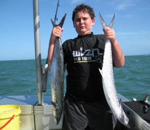 There have been hundreds of hungry spottted mackerel, like this pair that local lad Angus nailed.