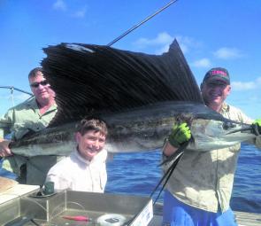 This magnificent sailfish capture was a great end to a fishing day for Graemme Harriman, Luke Harriman and the author.