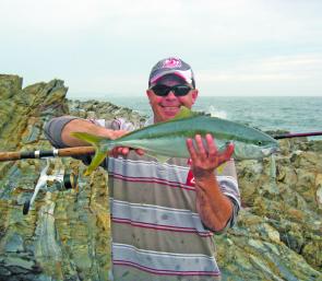 Ray Smith with a rat kingfish taken on a SeaRock metal lure. Loads of big kingfish have been seen recently so it should be a cracker season on big hoods.