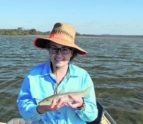 Kate Ballard with a typical skinny water whiting.