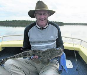 Frank Best pulled this 80cm flathead out of 150mm of water on a small blade.