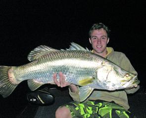Saltwater barramundi are a muscular fish and much stronger than impoundment barra. This one measured 101cm.
