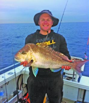 Anthony Ball bagged this tidy snapper. There have been good reds on most of the northern reefs lately. 