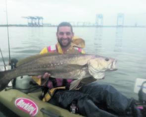 Terry Grima managed to blade up a 13kg mulloway while fishing out of one of his many kayaks.