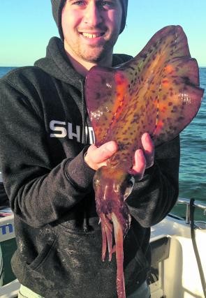 Jules Frank with another winter ripper, taken while fishing off Point Franklin.