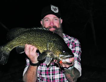 The author took this feisty little cod on one of his own creations walking the banks of a creek at night.
