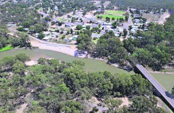 An aerial view of Darlington Point township.