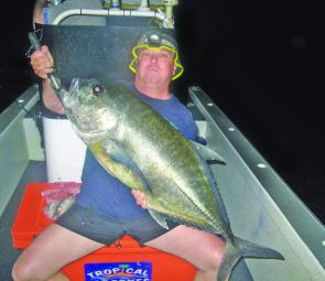 Jason Collins with a nice GT taken on live bait at night.
