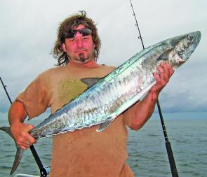 John Parker subdued this 12kg Spanish mackerel after a very spirited fight around the boat out at Sunshine Reef.