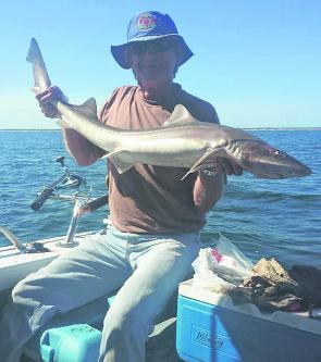 Mick Gned with a lovely offshore gummy shark caught on fresh yakka fillet.