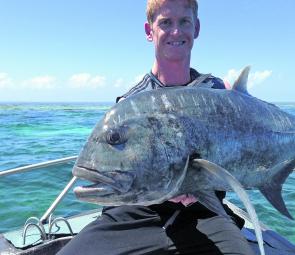 Chasing trevally along the reef edges will produce the likes of this beauty caught aboard Blackout Sportfishing Charters.