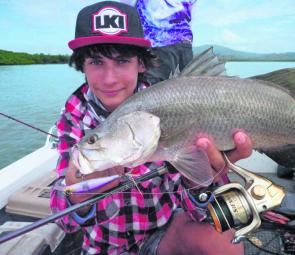 There are still some decent barra about. Check this little beauty Luke Vella caught on one of his favourite lures, an X-Rap.