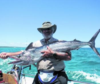 Dave Campbell with his first marlin caught at Wathumba.