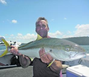 Rob scored this great 92cm kingfish on a strip of squid deployed on the downrigger.