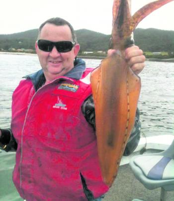Graham Purton with a very nice squid from the Sisters Beach area.