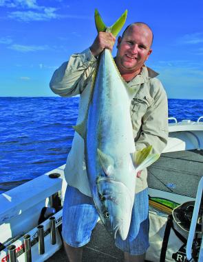 Nick Murrel and his yellowtail kingfish that was the heaviest scale fish during the recent Shipwreck Coast angling competition. 