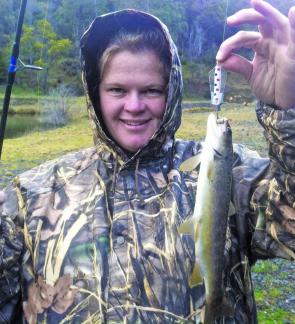 Jackie caught this nice trout in the Thomson River on a clown Tassie devil.