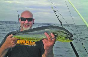 International fishing celebrity Mason Paul with a mahi mahi (dolphin fish) taken off St Helens.