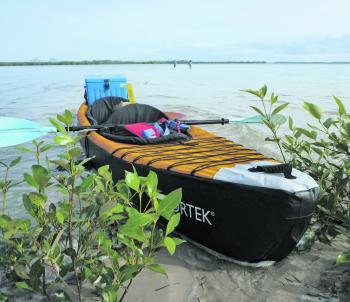 The inflatable is ideal for accessing fishy water.