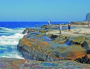 Anglers trying their luck at South Avoca. Kingfish, bonito and salmon are among the more popular targets here.