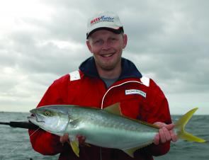 It’s not a monster but this Port Phillip kingfish nailed a live slimy mackerel and provided a great fight.