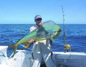 Some great mahi mahi can be found around floating objects, including the FADs. Kev took this one on a bait meant for a marlin.