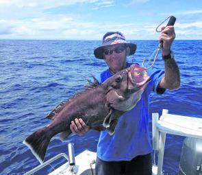Darryl Von Bock, on holidays from Sydney, caught this nice bar cod off Crowdy Head.