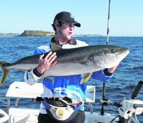 This big kingie attacked a yellowtail trolled deep on a Cannon downrigger off Cook Island.