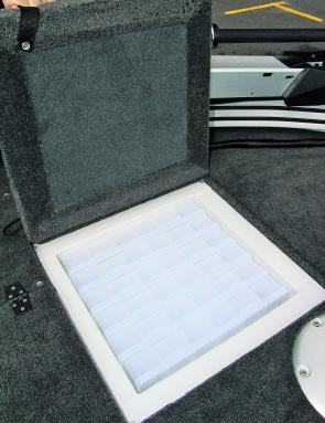 A port-side hatch in the front casting deck comes preloaded with tackle trays for ultimate tackle storage.