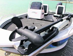 The Haswing Cayman bow mount provides the stealth and power out on true water.