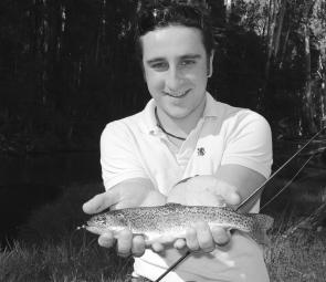 Robert Embury displaying a rainbow trout he caught on a drifting worm. Trout are typically ranging from 400g to 1.3kg in the local West Gippsland rivers and streams.