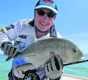 Chad from Melbourne with a nice little GT caught on a Cape York fly fishing charter.