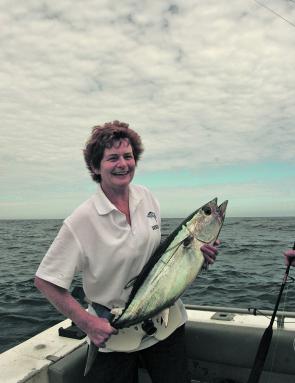 Bev Elmer with a typical east coast albacore. 